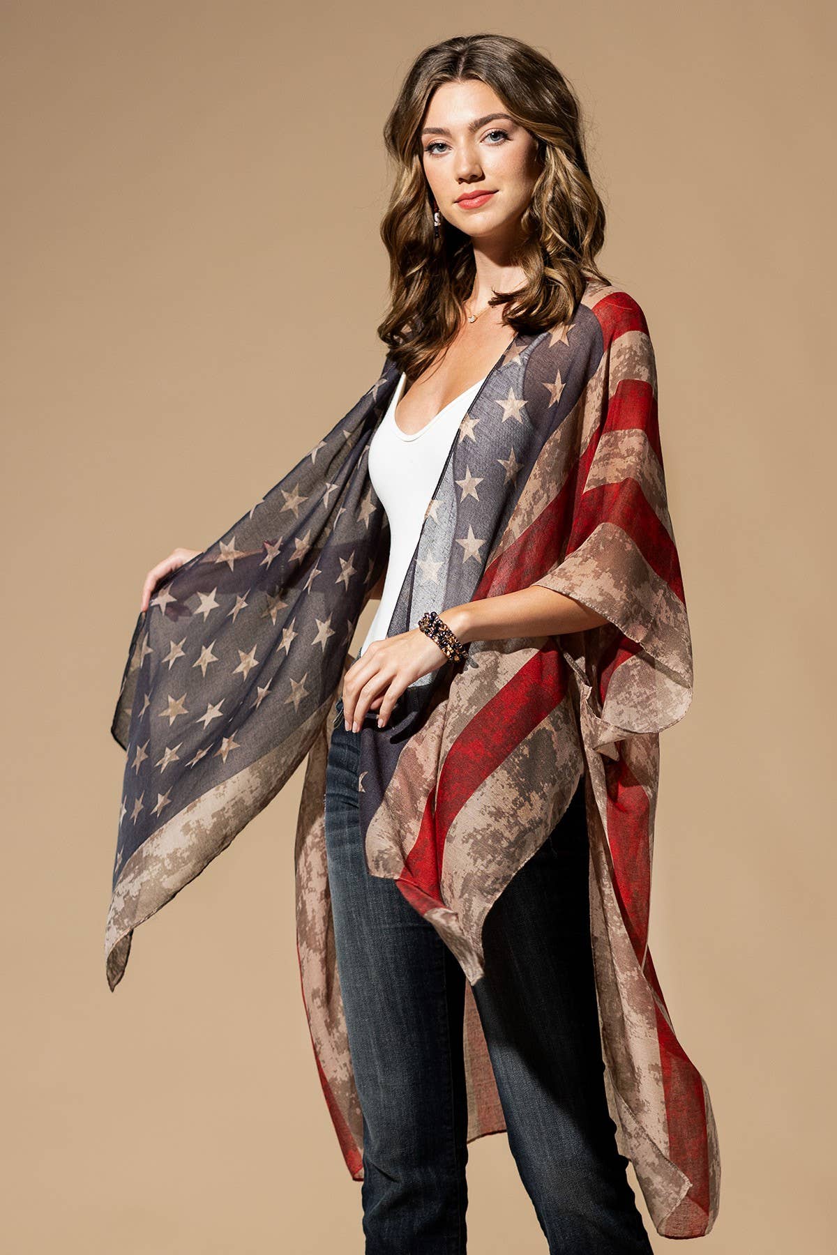 Vintage Stars & Stripes Kimono: NAVY / 2 / One Size