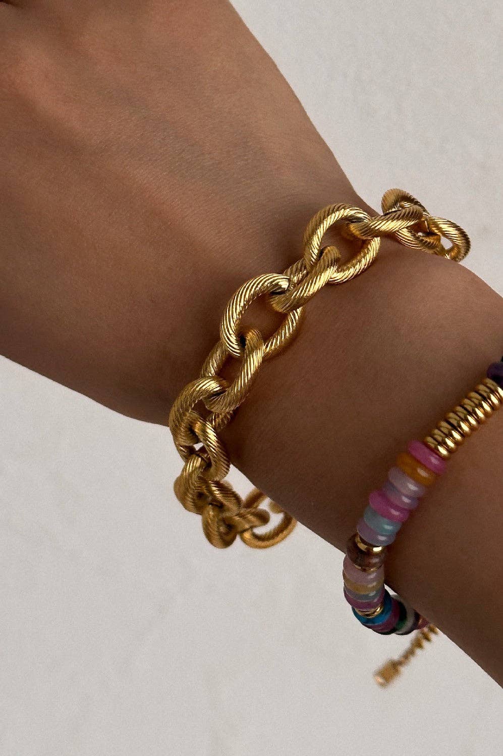 18K Gold Plated Stainless Steel Chunky Link Chain Bracelet - 7174: S0OX3T7174