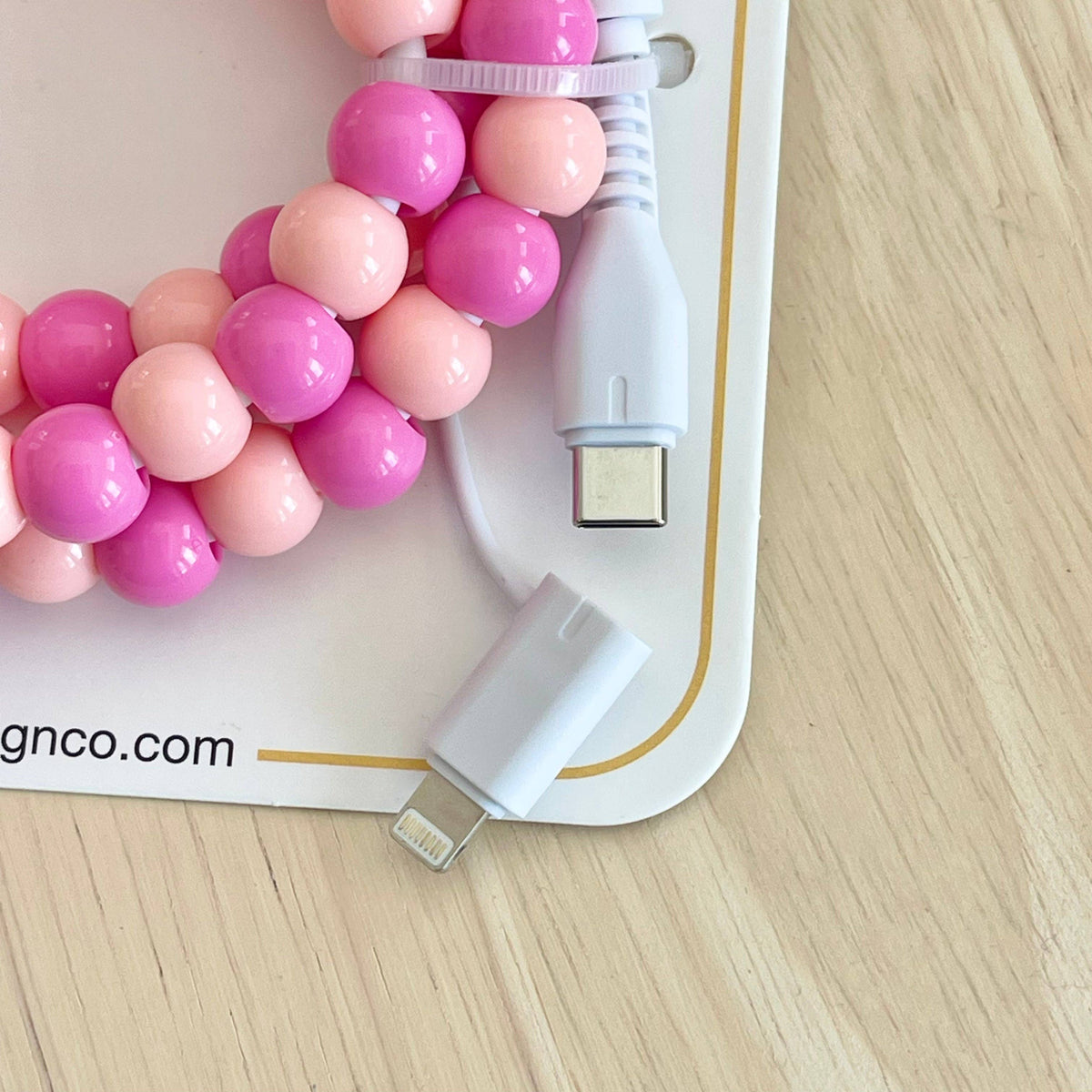 Beaded Phone Charger - Clear Rainbow
