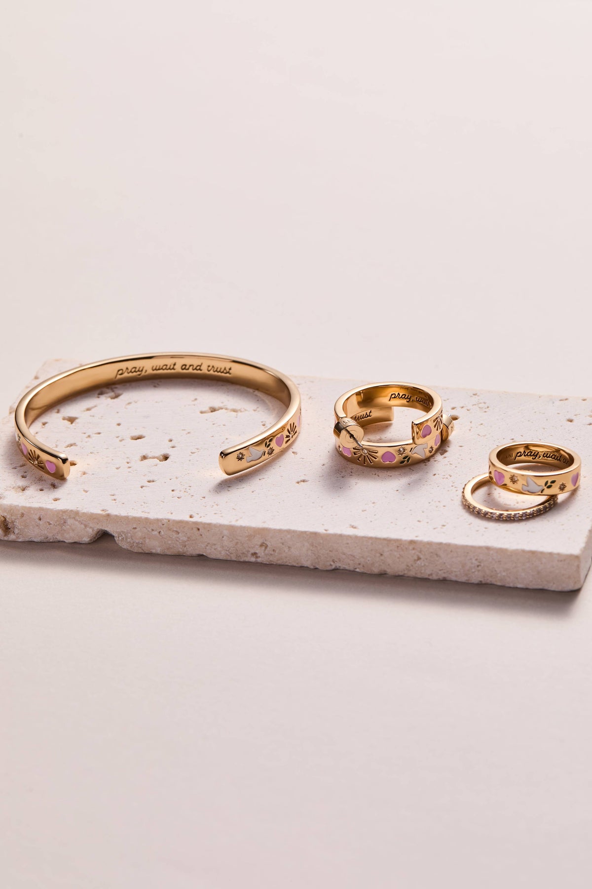 'Pray, Wait and Trust' Ring Set of 2