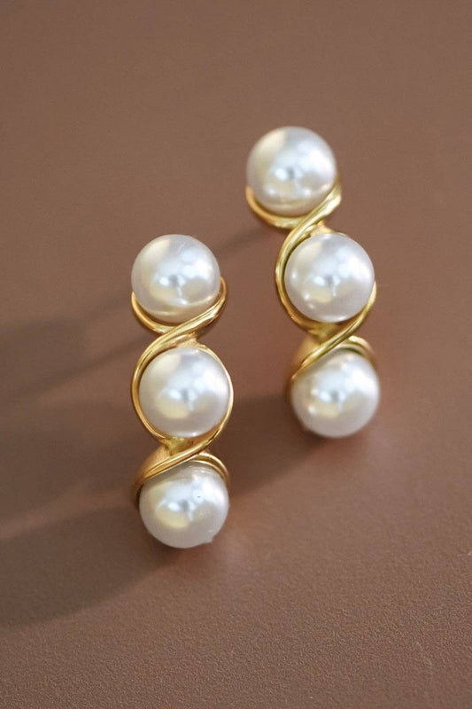 18K Gold PVD Plated Waterproof Stainless Steel Stud Earrings - 7093: S0OX3T7093