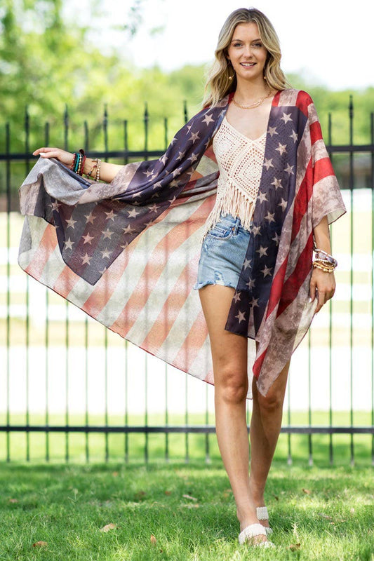 Vintage Stars & Stripes Kimono: NAVY / 2 / One Size