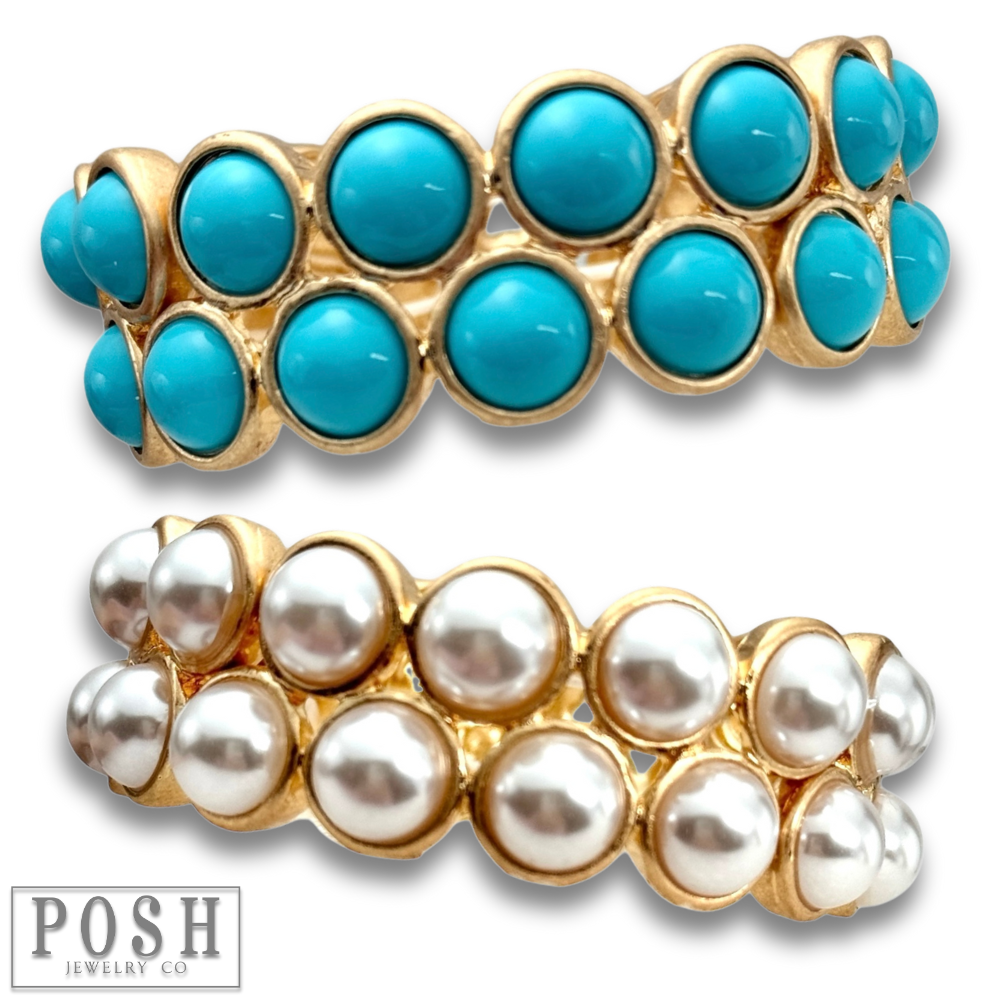 Double row bead bangle bracelet