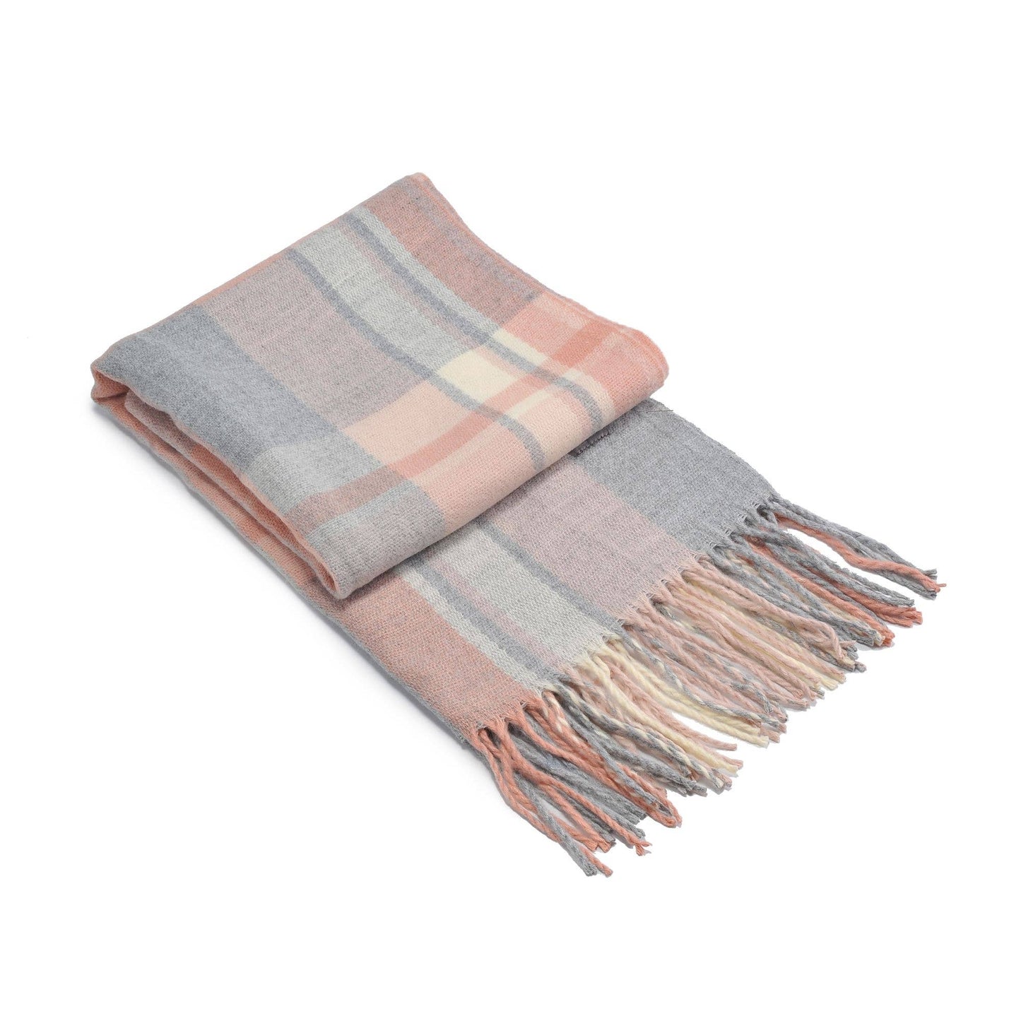 Plaid Pattern Fringe Scarf Scarves
