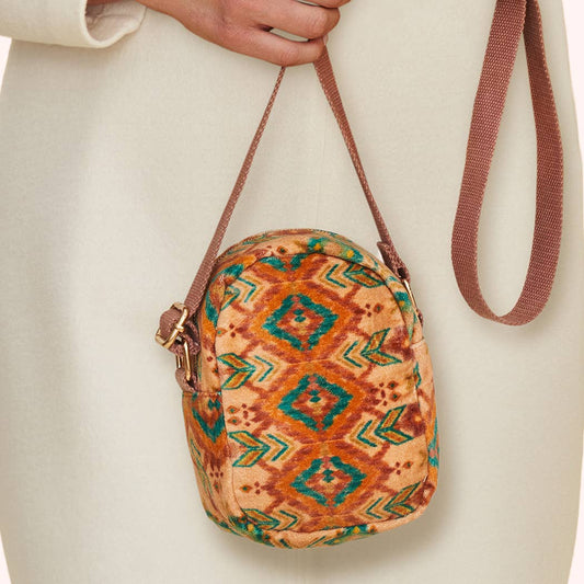 Velvet 'Out & About' Bag - Warm Cream Ikat