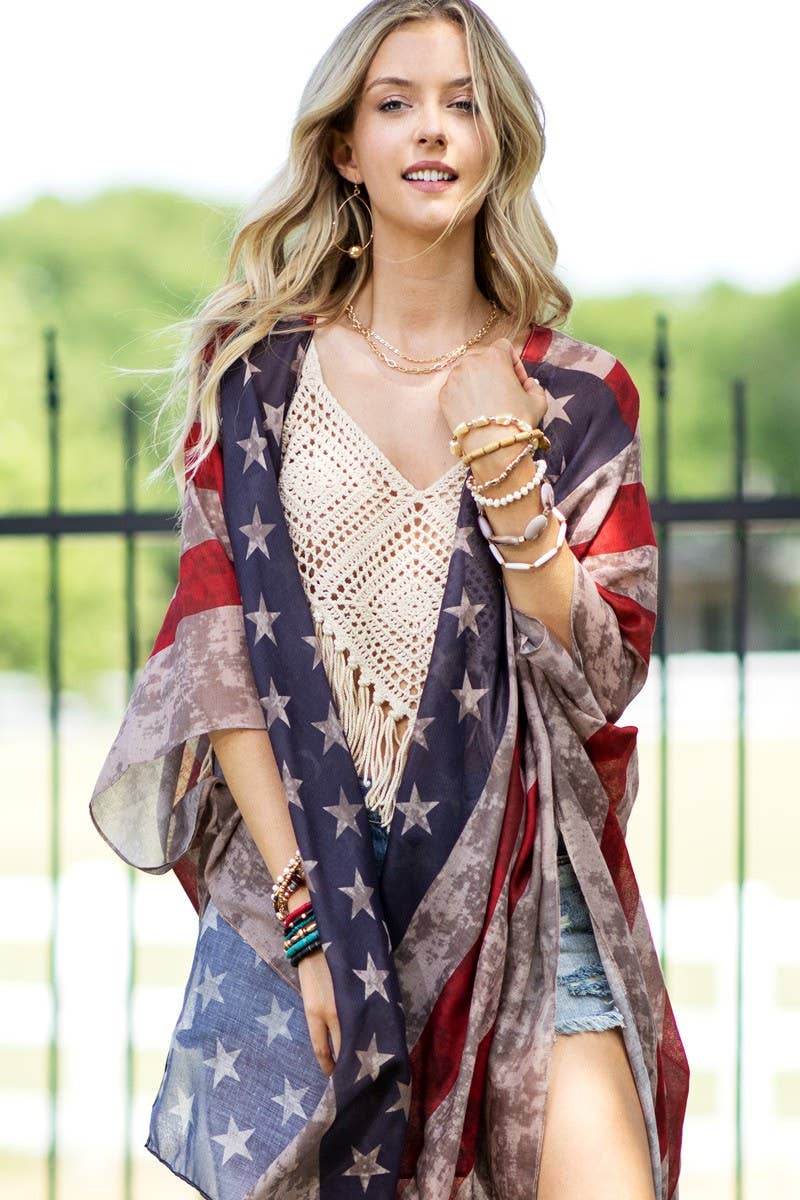 Vintage Stars & Stripes Kimono: NAVY / 2 / One Size