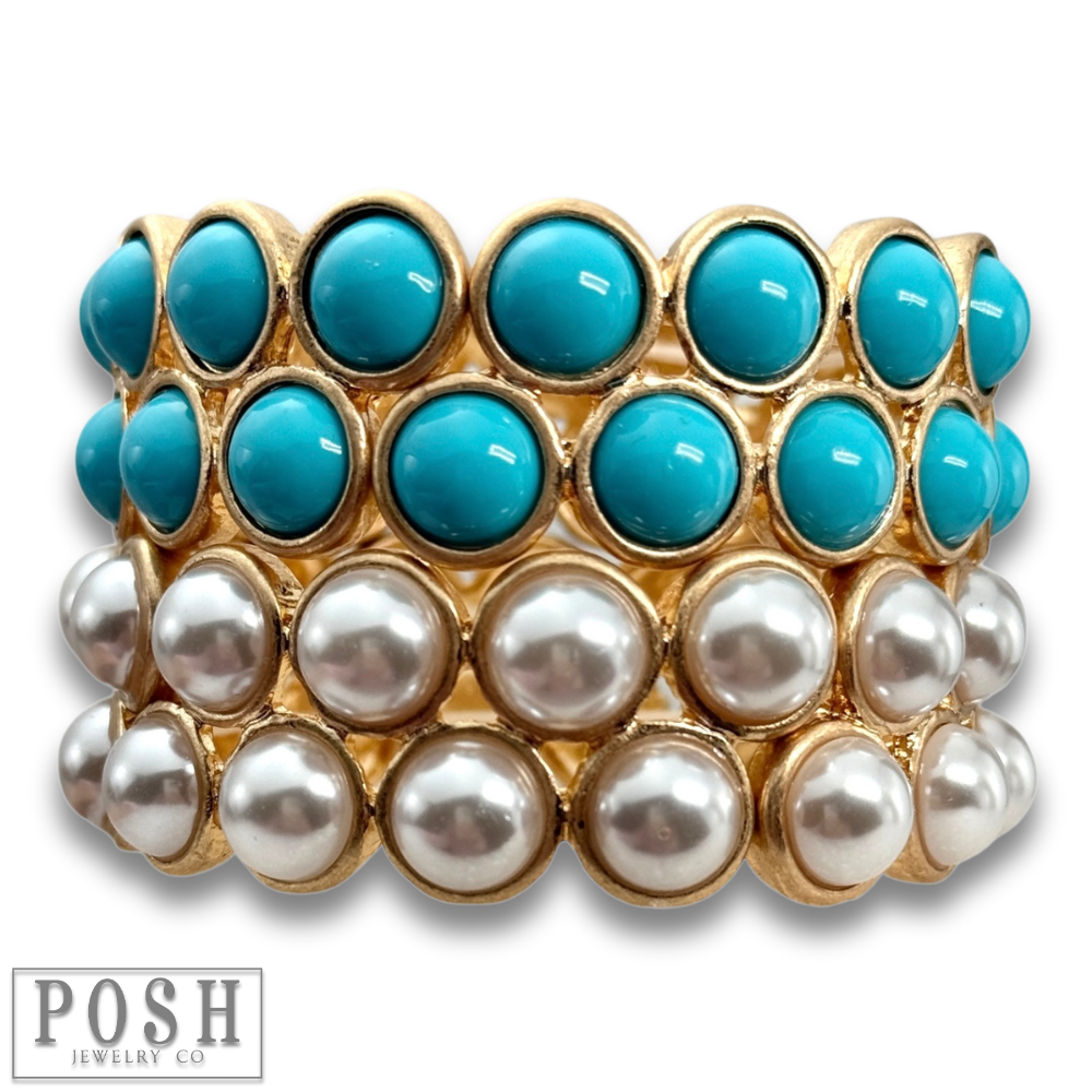 Double row bead bangle bracelet