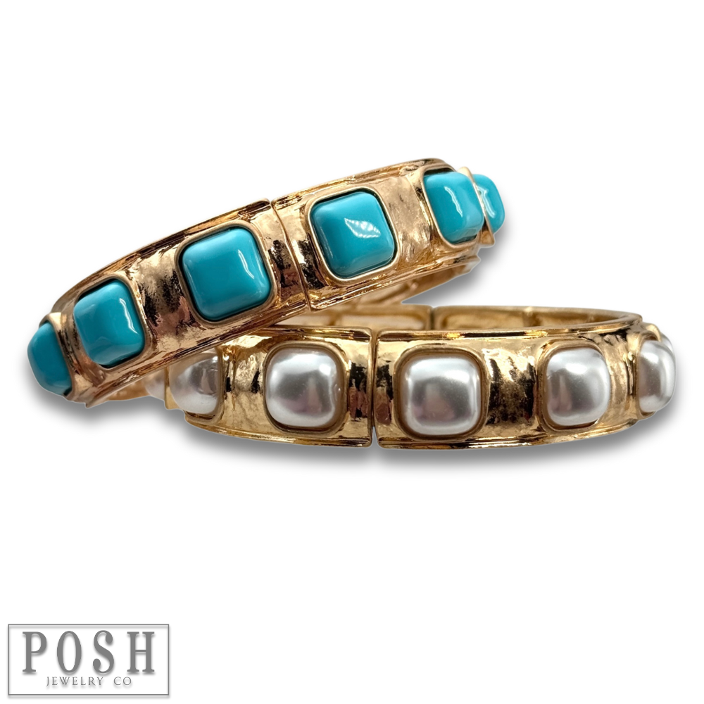 Bangle bracelet with square beads