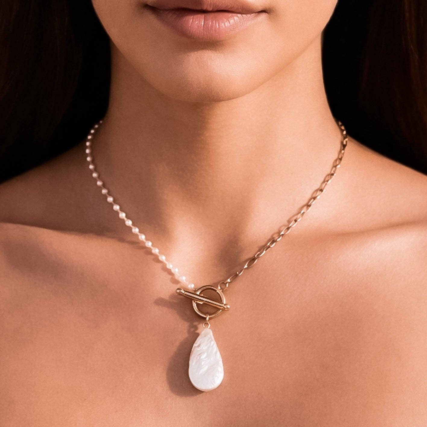 18K Gold Plated Waterproof Stainless Steel Chain Necklace - 7524: S0OX3T7524