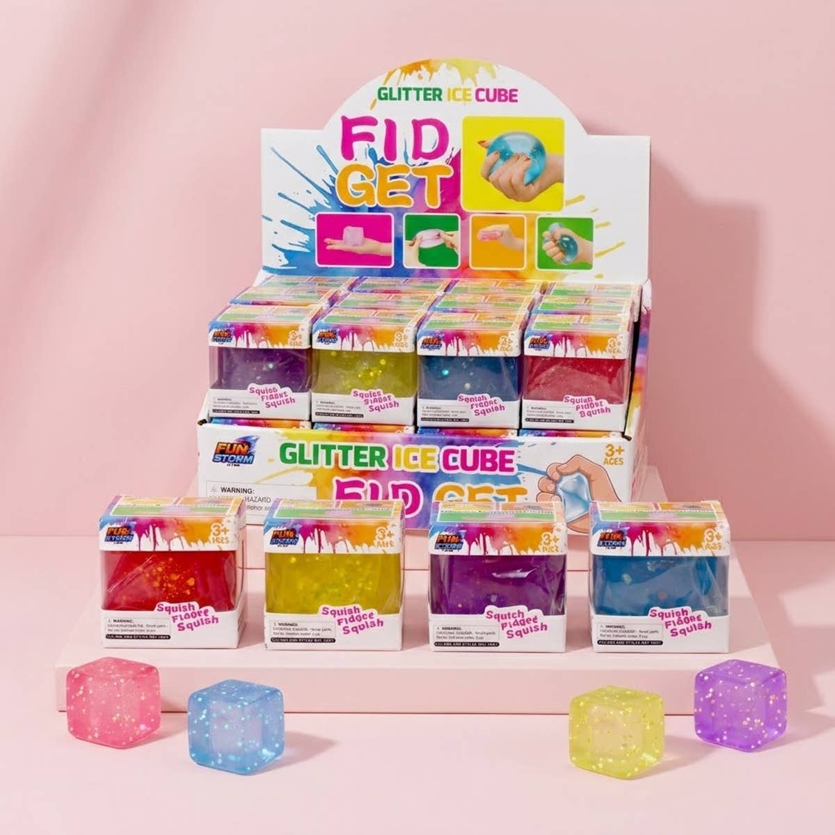 UPD GCSS Glitter Ice Cube 1.75" Squish Fidget Toy - 24 pcs