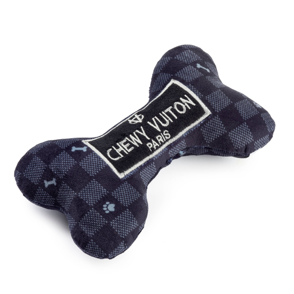 Black Checker Chewy Vuiton Bone  | Squeaker Dog Toy