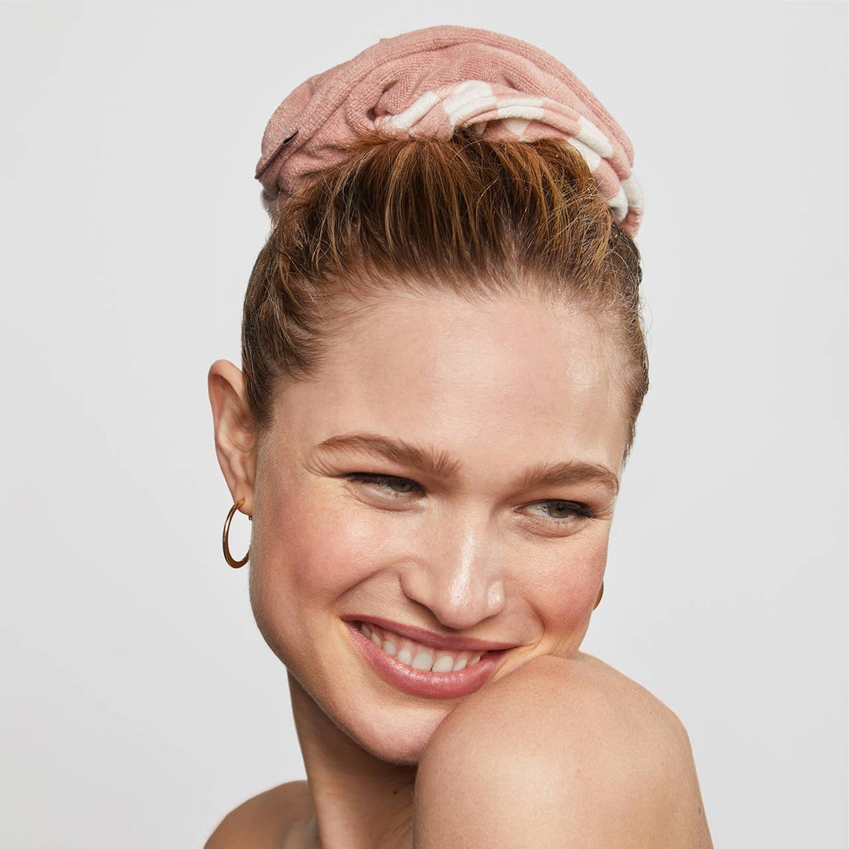 Microfiber Quick-Dry Towel Scrunchie 2PC- Terracotta Checker