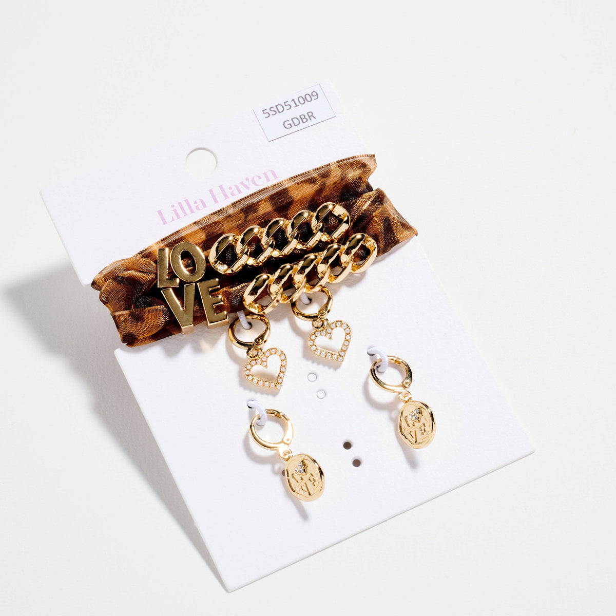 Leopard Organza Sneaker Shoelaces | Chain & Heart Charm Set