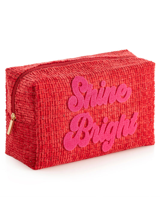"SHINE BRIGHT" ZIP POUCH, RED