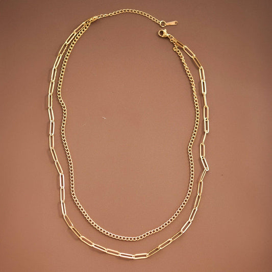 18K Gold Plated Waterproof Stainless Steel Chain Necklace - 7419: S0OX3T7419