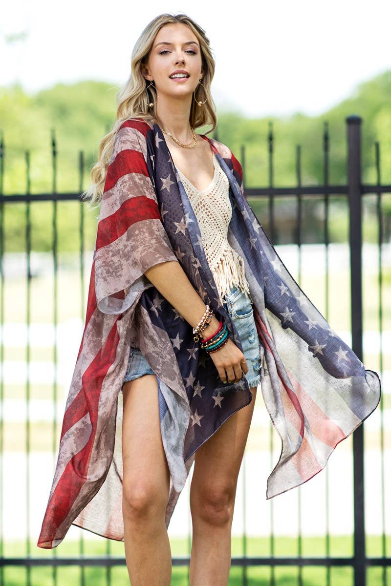 Vintage Stars & Stripes Kimono: NAVY / 2 / One Size