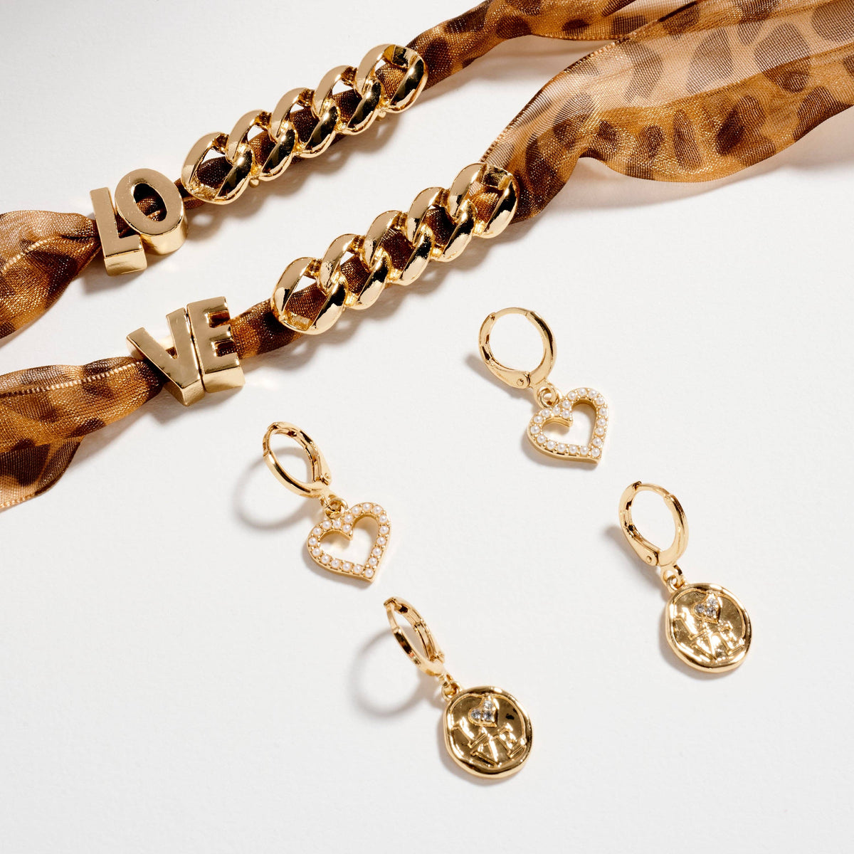 Leopard Organza Sneaker Shoelaces | Chain & Heart Charm Set