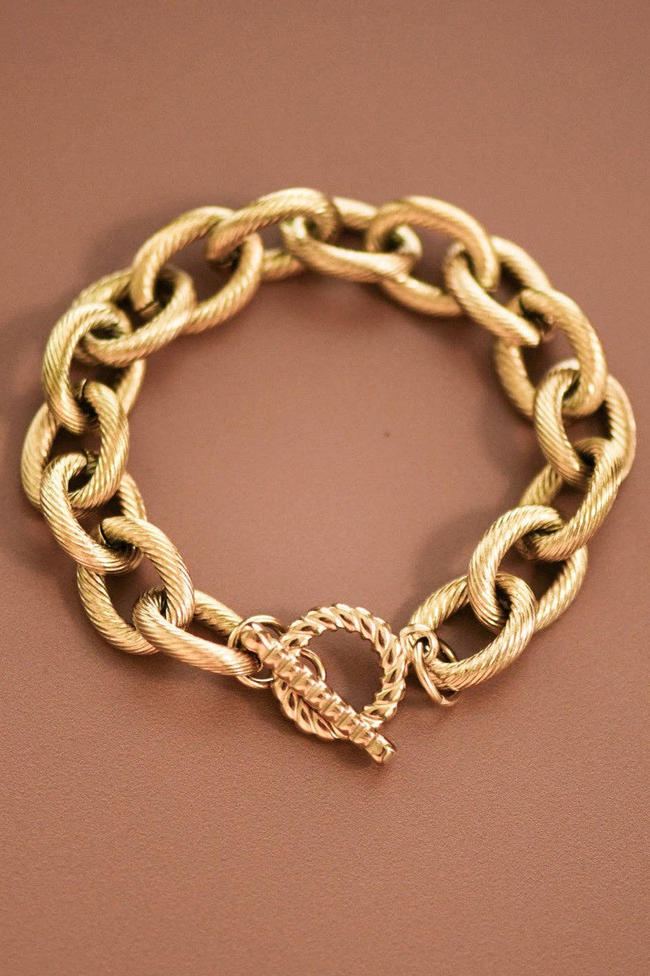 18K Gold Plated Stainless Steel Chunky Link Chain Bracelet - 7174: S0OX3T7174