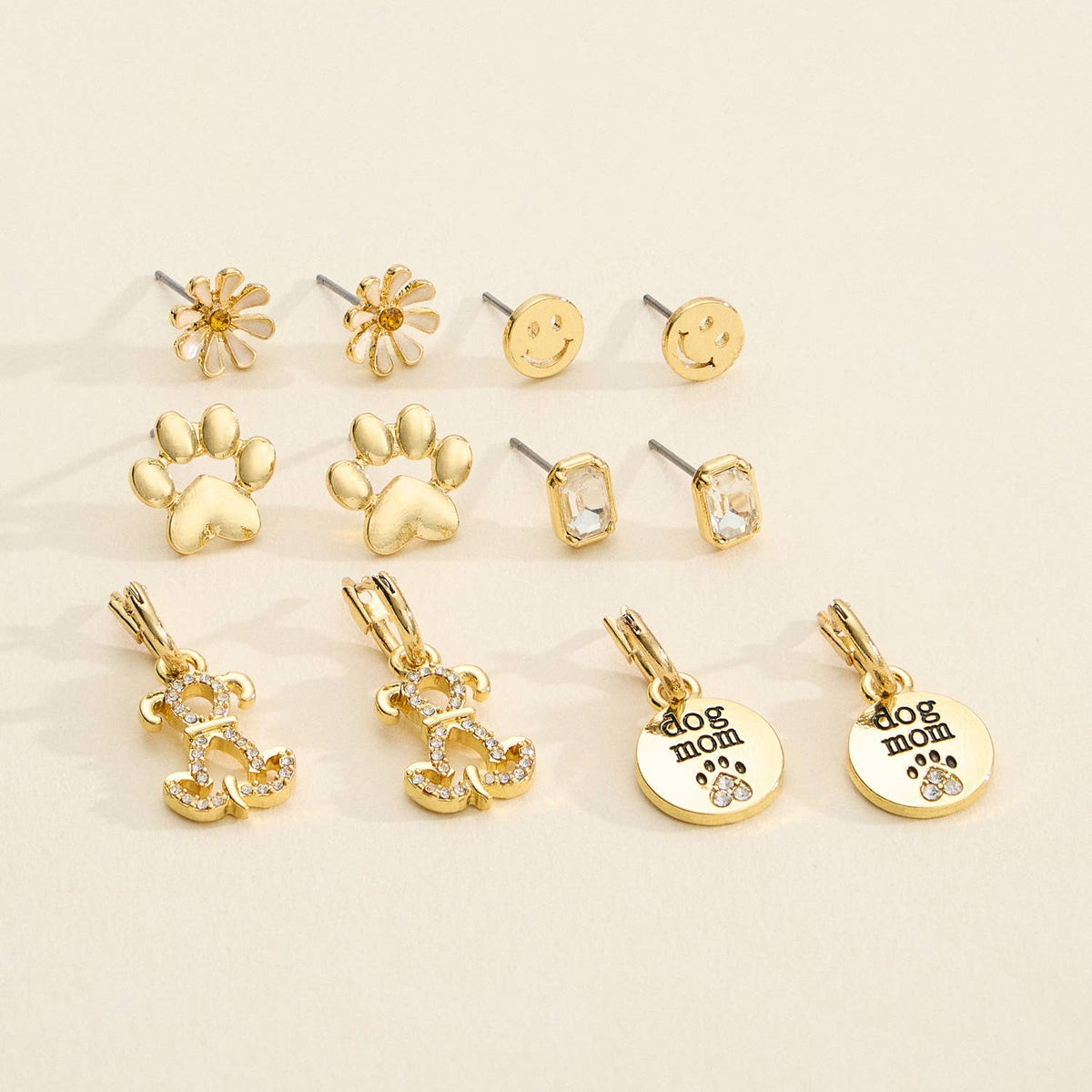 Dog Mom and Pet Parent Earring Set - 18K Gold Dipped