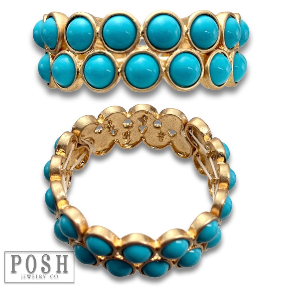 Double row bead bangle bracelet