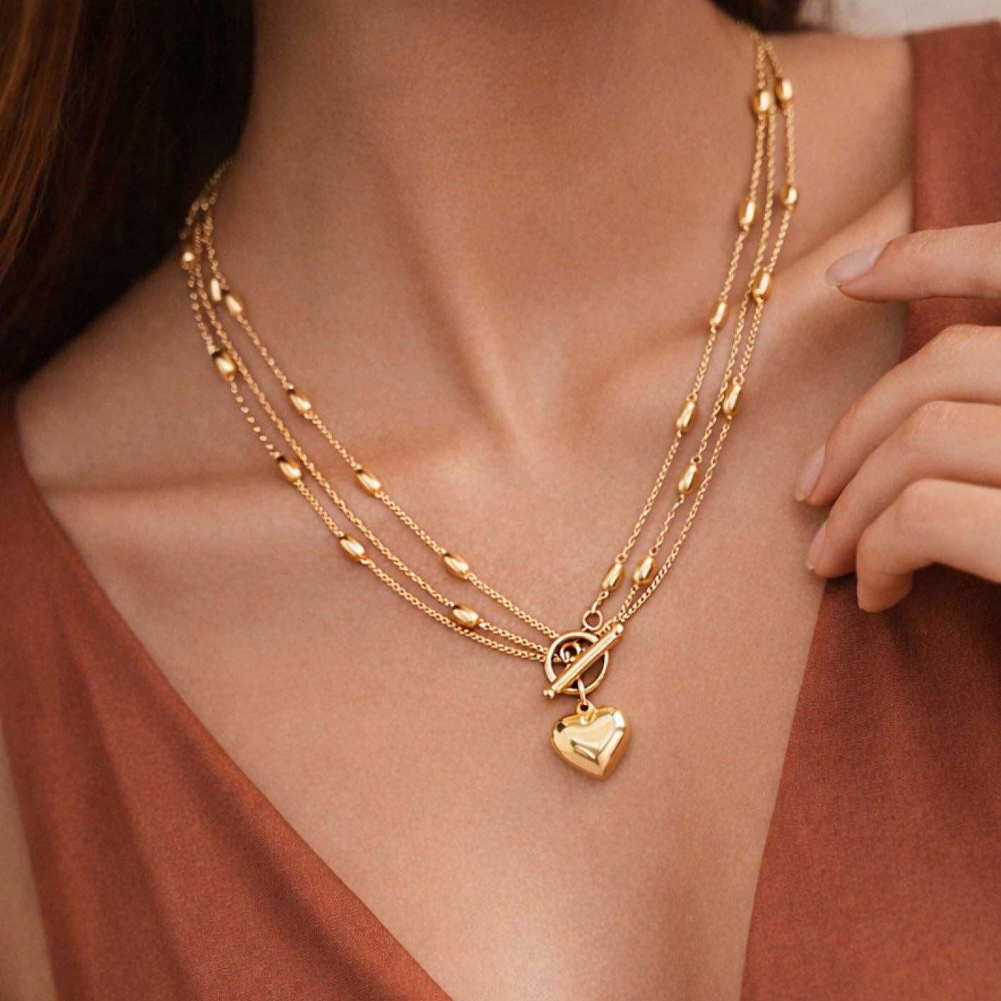 18K Gold Plated Waterproof Stainless Steel Chain Necklace - 6989: S0OX3T6989