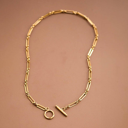 18K Gold PVD Plated Waterproof Stainless Steel Chain Necklace - 7477: S0OX3T7477