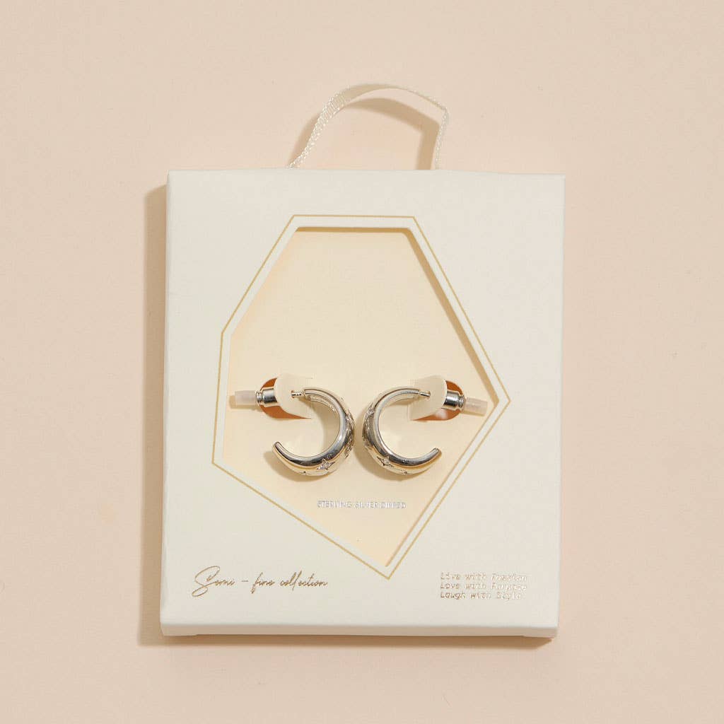 CZ Northern Star Huggie Earrings | 18K Gold Dipped