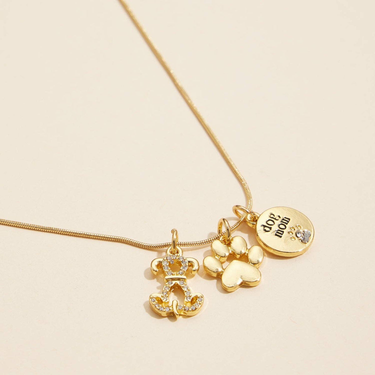 Dog Mom Charm Necklace Gift Box | 18K Gold Dipped Jewelry