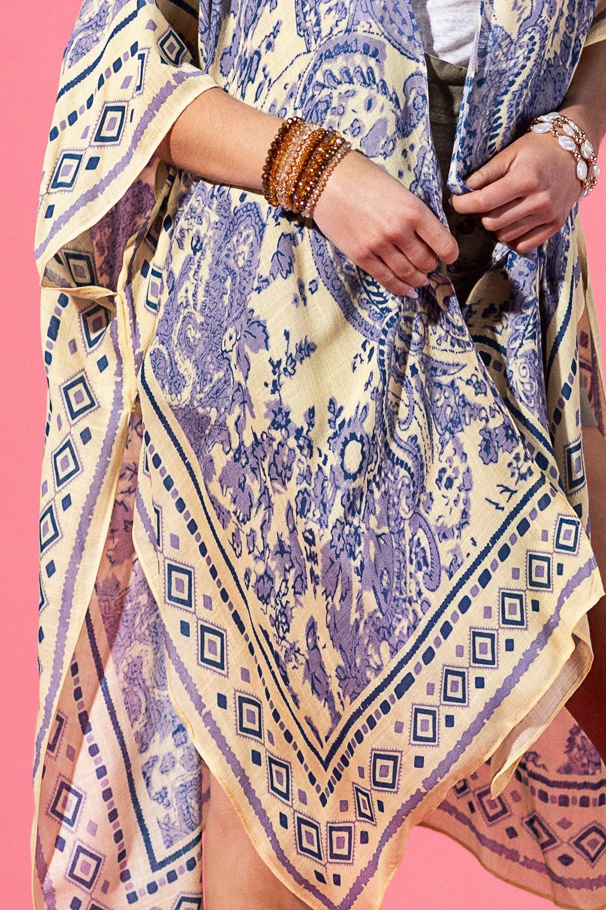 Lavender Loom Viscose Kimono: Lavender Paisley