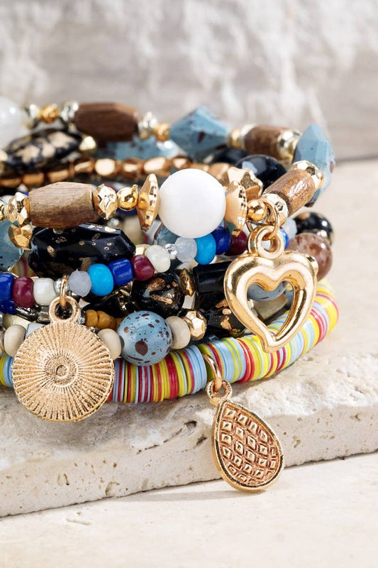 Layered Mixed Beads Bracelet: Stone(Gdgry) / OS