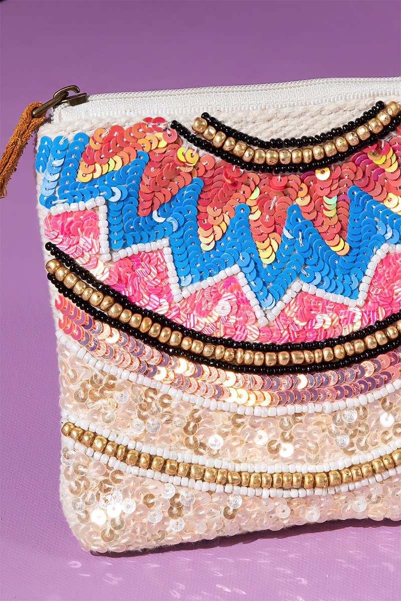Handmade Crystal Lotus Ethnic Pattern Pouch