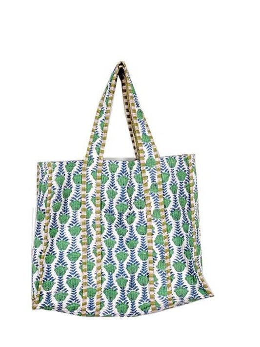 Organic Reversible Quilted Tote Bag | 40P575: Green