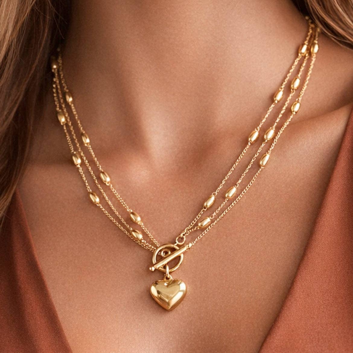 18K Gold Plated Waterproof Stainless Steel Chain Necklace - 6989: S0OX3T6989