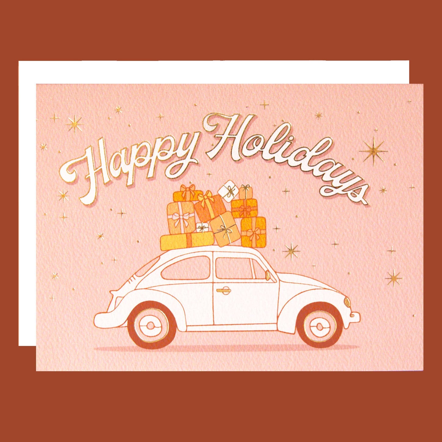 Happy Holidays VW Bug Card | Gold Foil