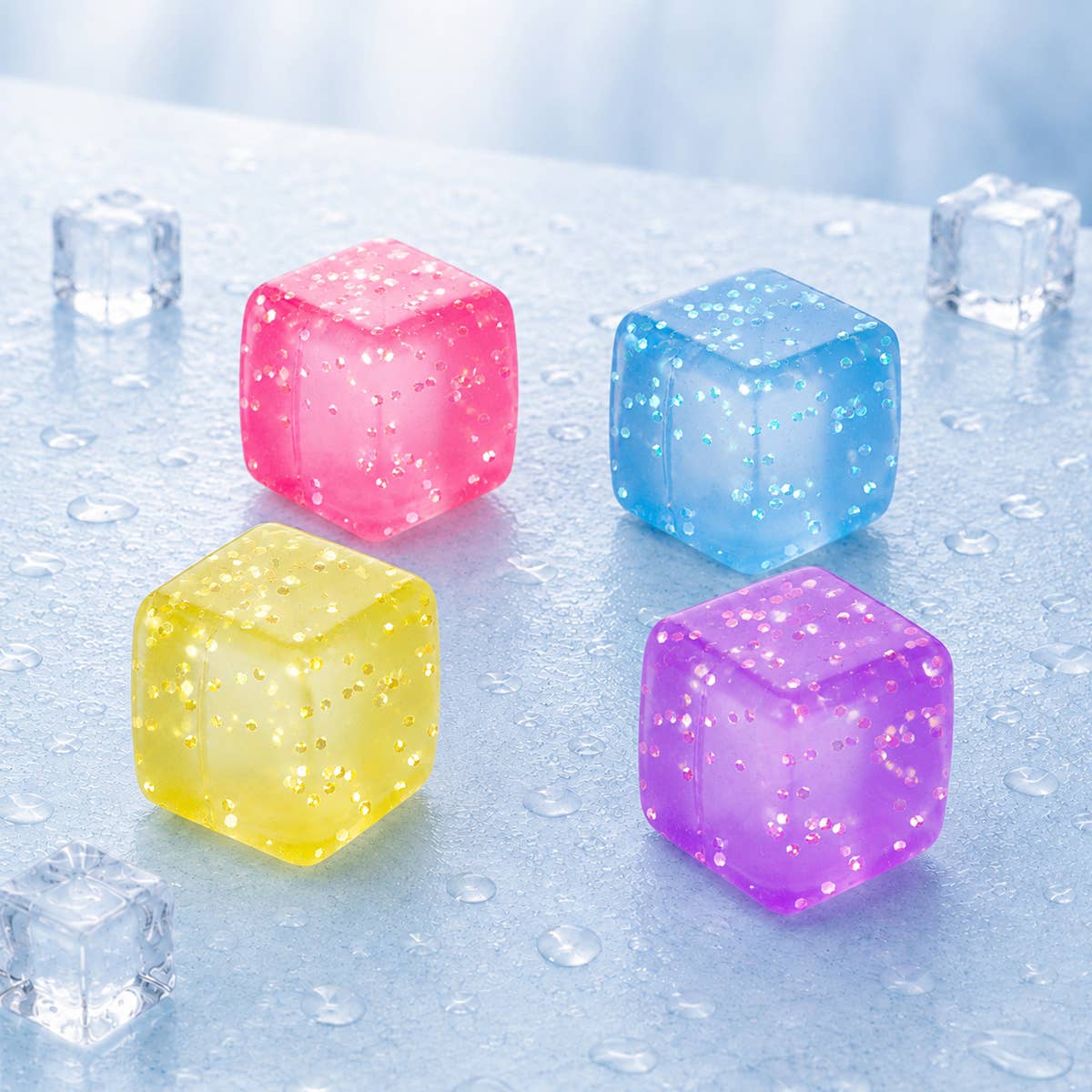 UPD GCSS Glitter Ice Cube 1.75" Squish Fidget Toy - 24 pcs