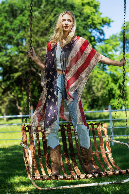 Vintage Stars & Stripes Kimono: NAVY / 2 / One Size