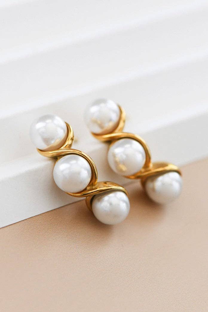 18K Gold PVD Plated  Waterproof Stainless Steel Stud Earrings - 7093: S0OX3T7093