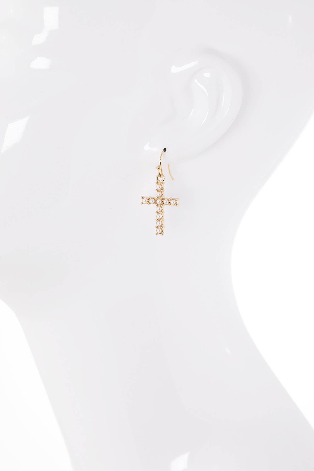 Pearl Cross Earring: GOLD