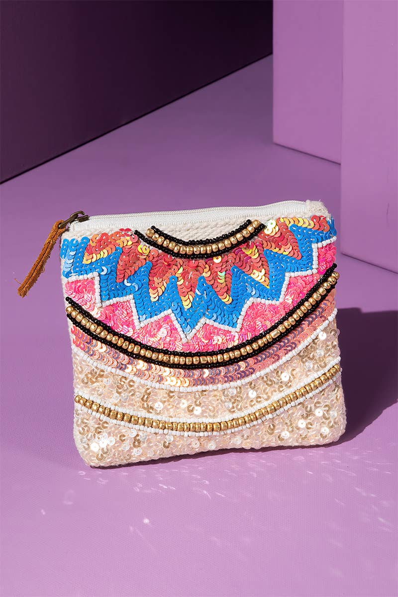 Handmade Crystal Lotus Ethnic Pattern Pouch