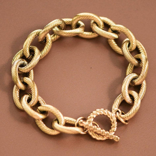 18K Gold Plated Stainless Steel Chunky Link Chain Bracelet - 7174: S0OX3T7174
