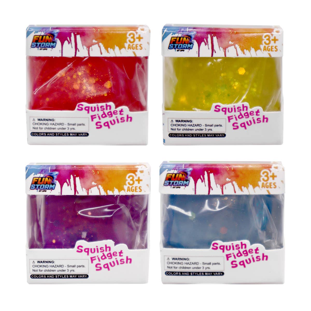 UPD GCSS Glitter Ice Cube 1.75" Squish Fidget Toy - 24 pcs