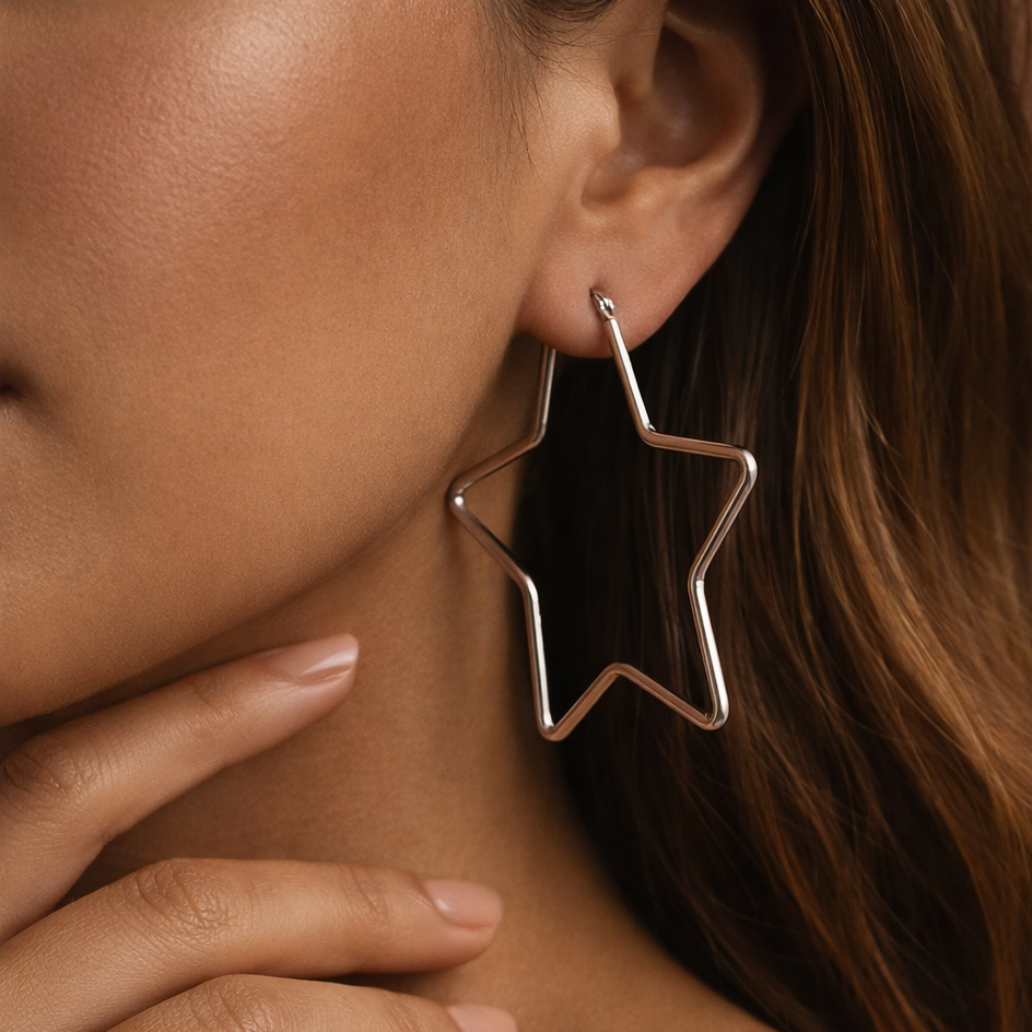 Tarnish-Resistant Waterproof Stainless Steel Hoop Earrings - 7144: S0OX3T7144 Silver