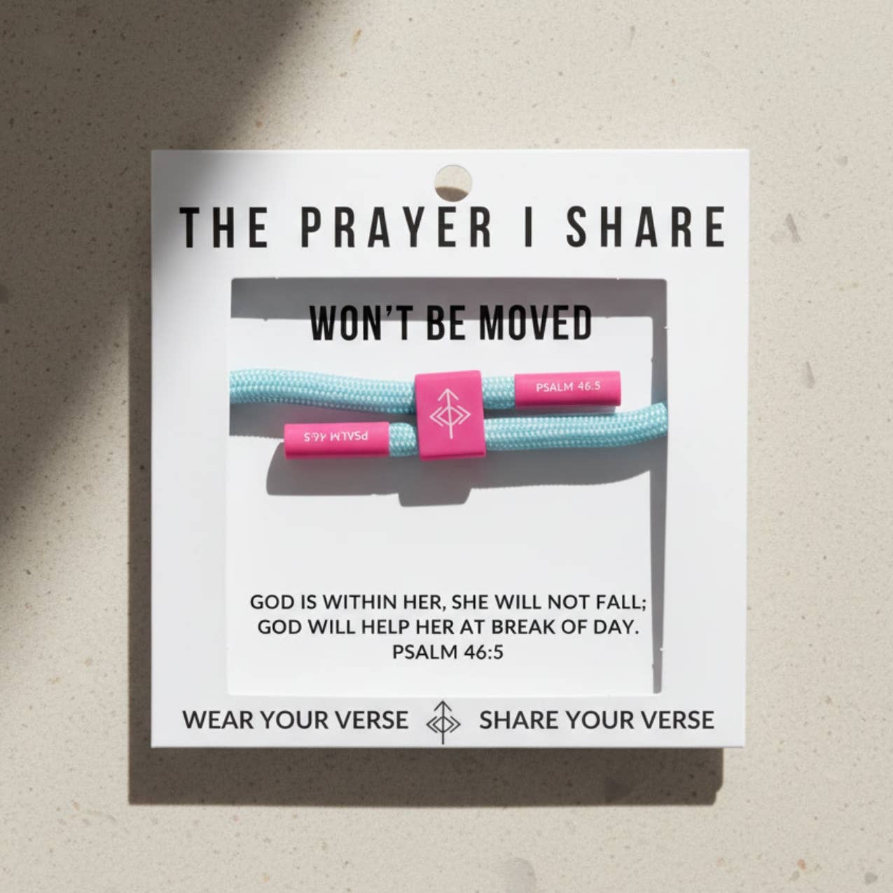 WON'T BE MOVED Christian Cord Bracelet, Bible Verse Gift