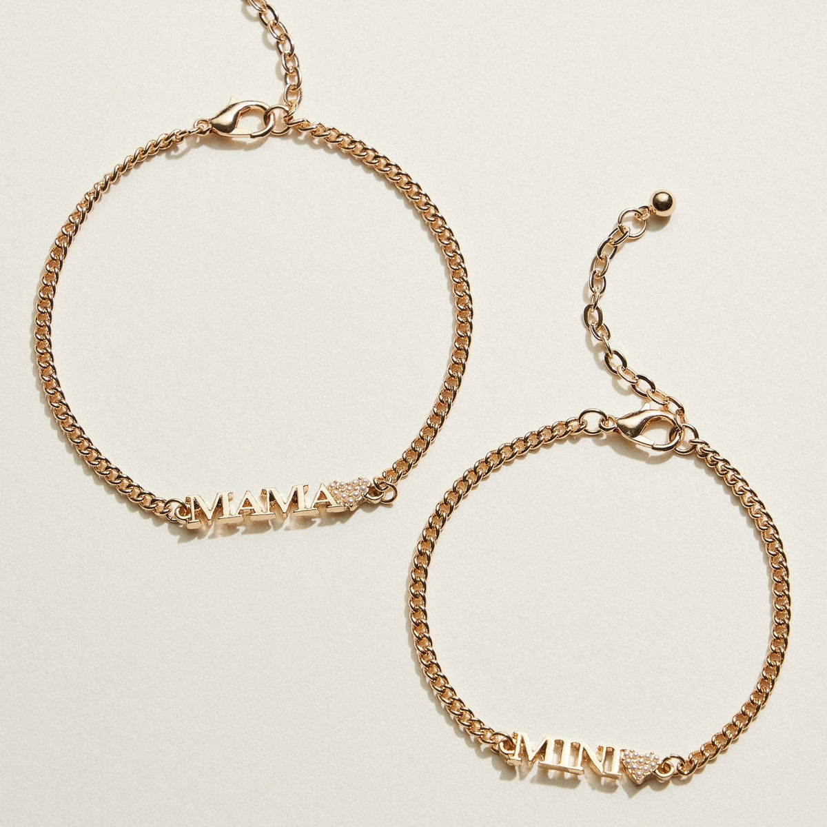Gold Chain Mama Mini Heart Bracelet 2-in-1 Set | Mama Mini Jewelry