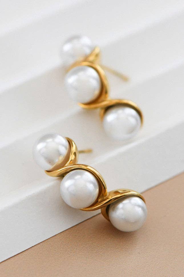18K Gold PVD Plated  Waterproof Stainless Steel Stud Earrings - 7093: S0OX3T7093