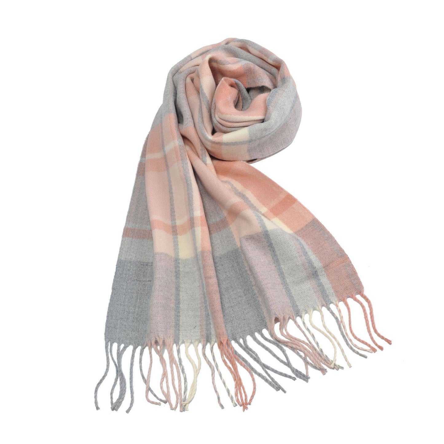 Plaid Pattern Fringe Scarf Scarves