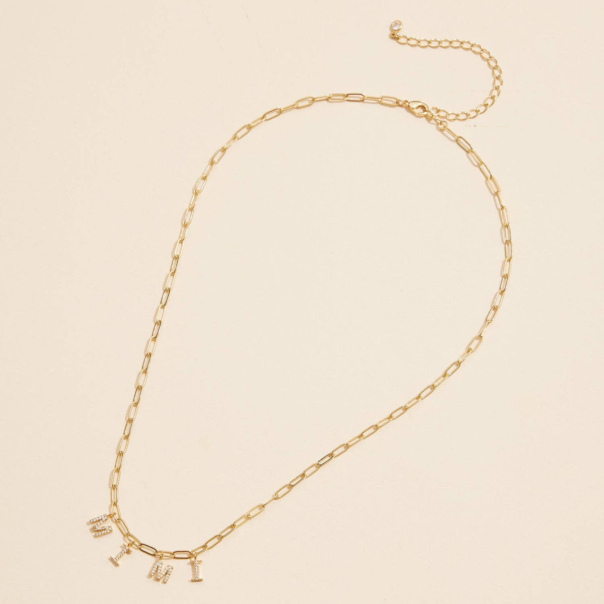 Sparkling "MIMI" Cubic Zirconia 18K Gold Charm Necklace