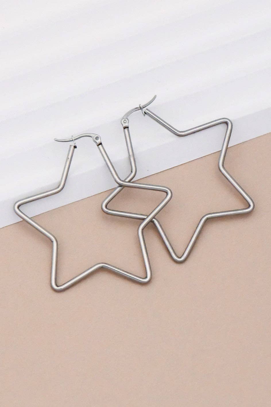 Tarnish-Resistant Waterproof Stainless Steel Hoop Earrings - 7144: S0OX3T7144 Silver