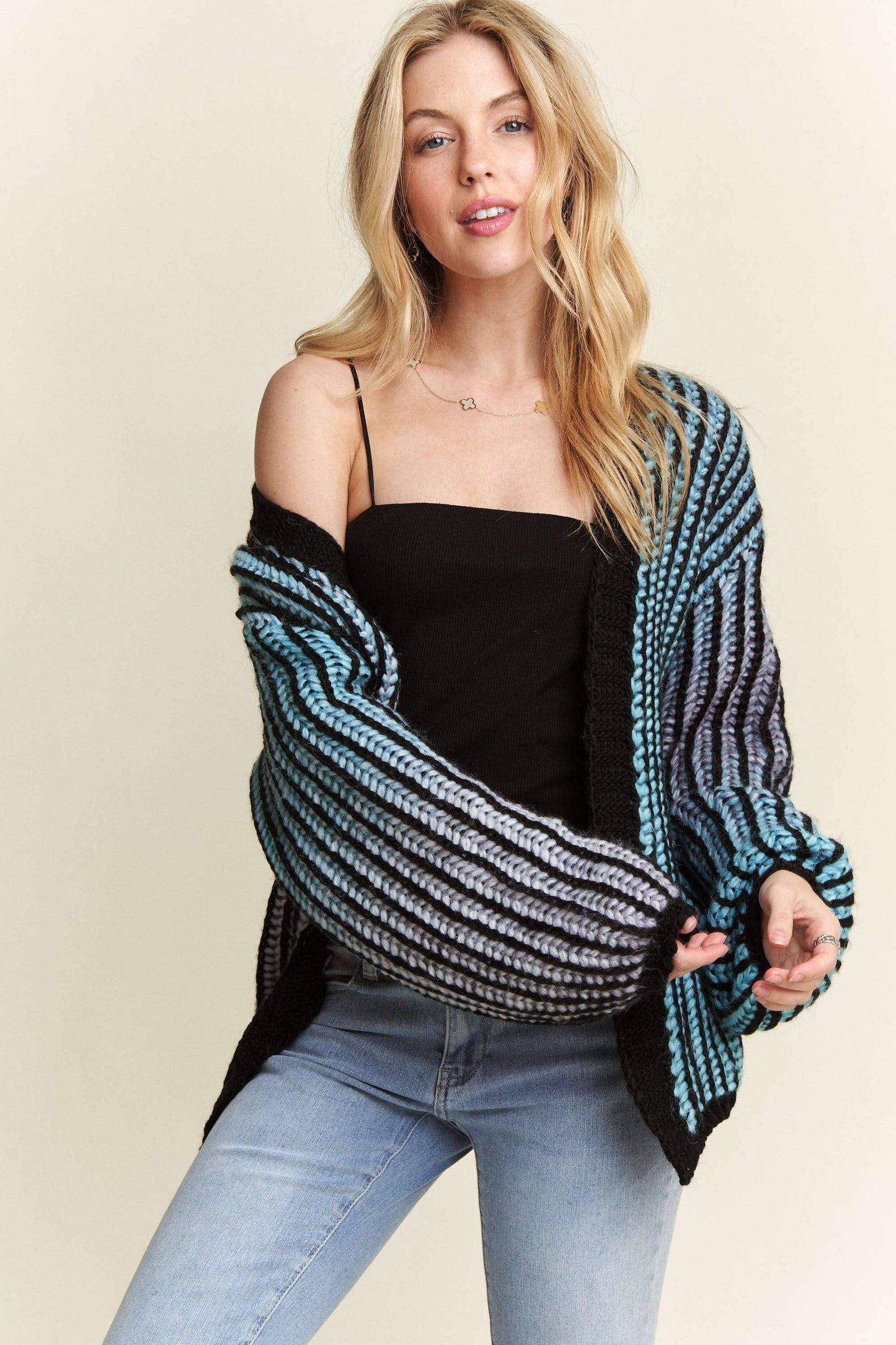 MULTI COLOR OMBRE SWEATER CARDIGAN- CESW3599
