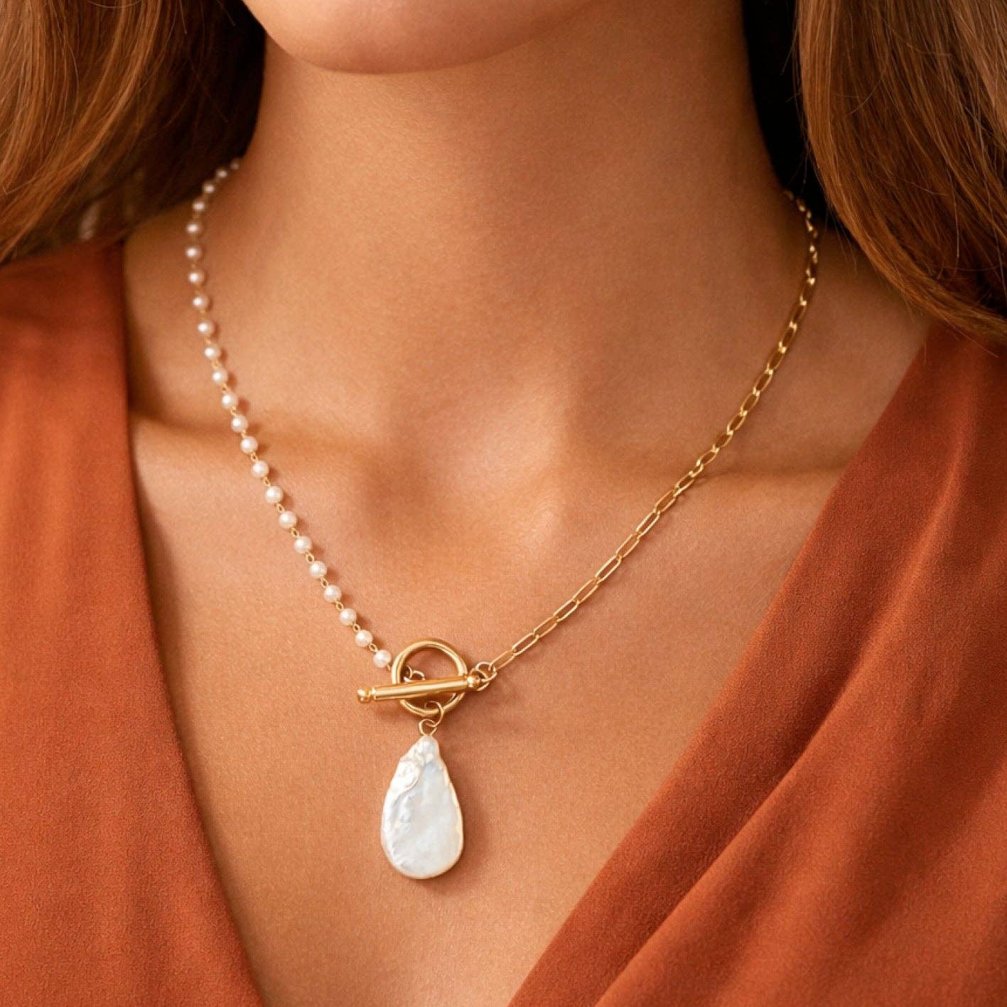 18K Gold Plated Waterproof Stainless Steel Chain Necklace - 7524: S0OX3T7524